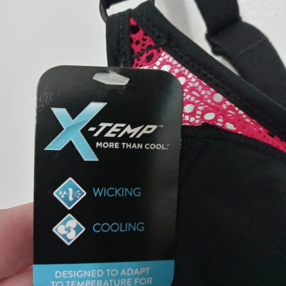 Hanes Flex Fit Comfort Moisture Wicking Black Pink Bra St Small G506